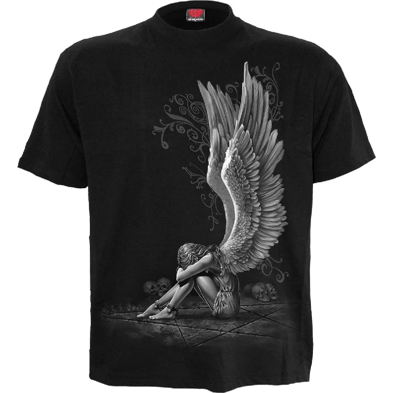 Men's ribbed t - shirts with a textured finish for added styleENSLAVED ANGEL - T-Shirt Black