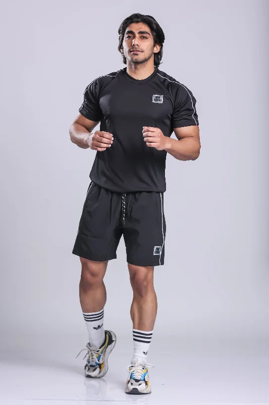 Men's organic cotton crew - neck t - shirts for everyday comfortEssential Performance T-shirt & Shorts Set- Black