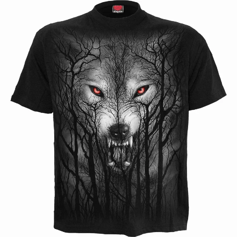 Men's polo t - shirts with a contrast collar for a preppy lookFOREST WOLF - T-Shirt Black Men's polo t - shirts with a contrast collar for a preppy lookFOREST WOLF - T-Shirt Black