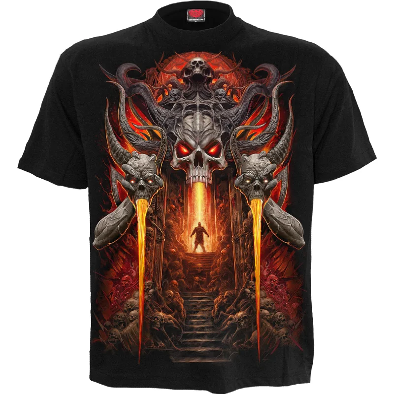 Men's short - sleeve linen t - shirts for summer beach outingsGATES OF HELL - T-Shirt Black