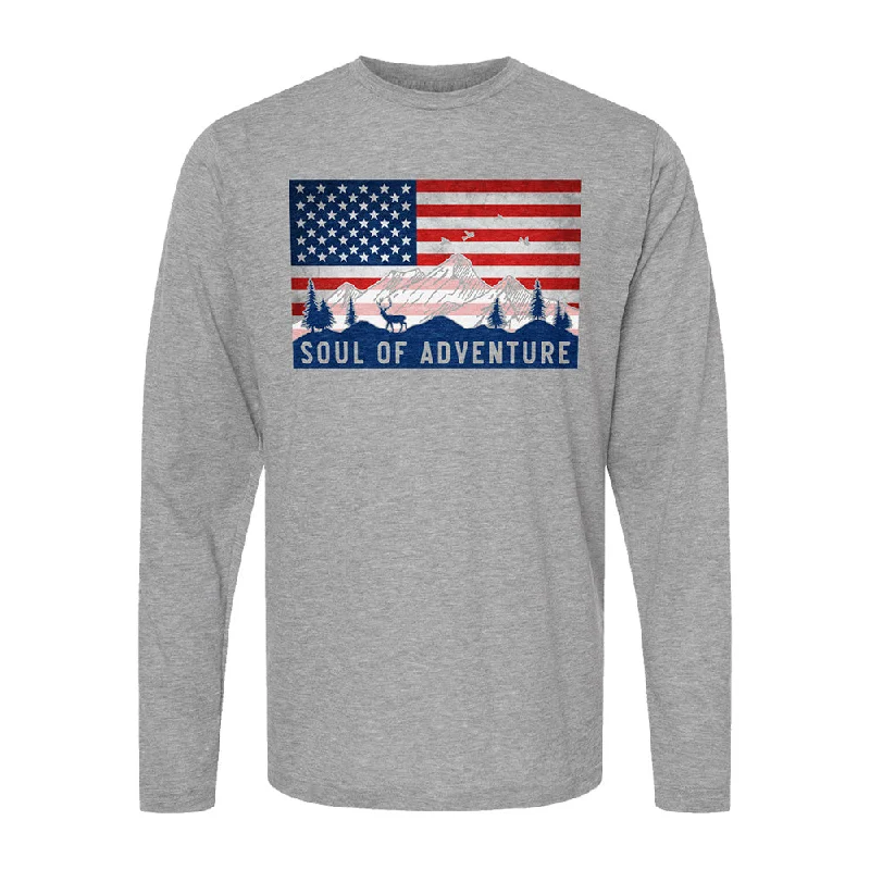 Men's thermal t - shirts with a high - neck design for cold weatherGraphic Tee | SOA Flag | Heather Grey