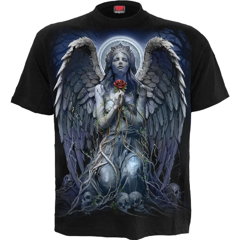 Men's long - sleeve henley t - shirts with button - down placketsGRIEVING ANGEL - T-Shirt Black Men's long - sleeve henley t - shirts with button - down placketsGRIEVING ANGEL - T-Shirt Black