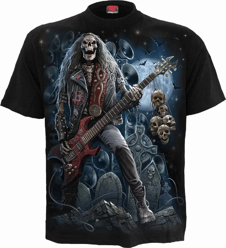Men's button - front t - shirts with a unique artistic printGRIM ROCKER - T-Shirt Black