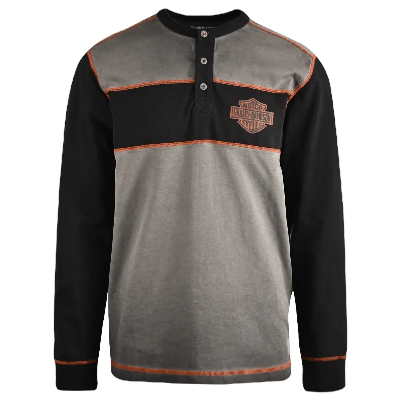 Men's slim - fit graphic t - shirts with vintage rock band printsBranded Men's T-Shirt 2-Toned Copperblock 3 Button Long Sleeve (S64)