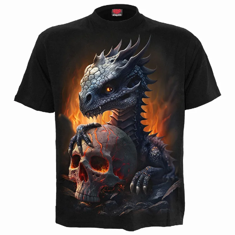 Men's ribbed t - shirts with a textured finish for added styleHATCHLING - Front Print T-Shirt Black