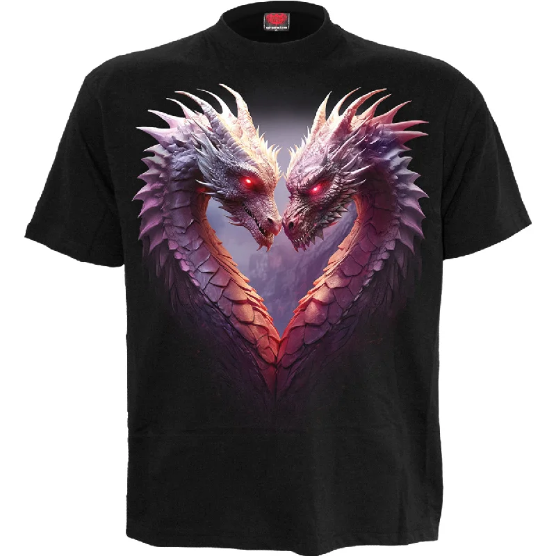 Men's distressed denim - look t - shirts with a rugged appealHEART OF DRAGONS - Front Print T-Shirt Black Men's distressed denim - look t - shirts with a rugged appealHEART OF DRAGONS - Front Print T-Shirt Black