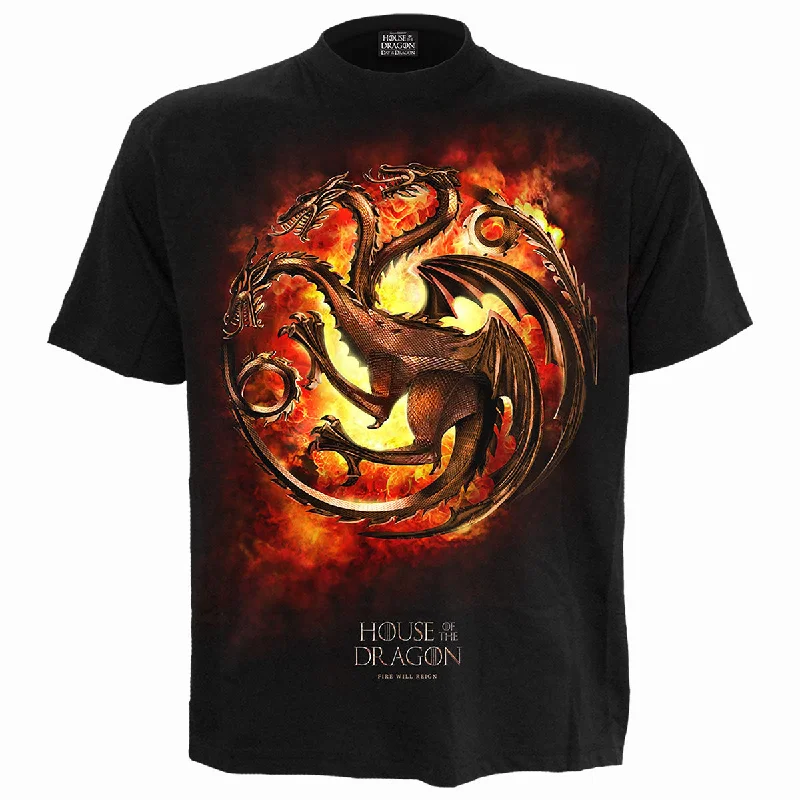 Men's long - sleeve henley t - shirts with button - down placketsHOD - DRAGON FLAMES - Front Print T-Shirt Black Men's long - sleeve henley t - shirts with button - down placketsHOD - DRAGON FLAMES - Front Print T-Shirt Black