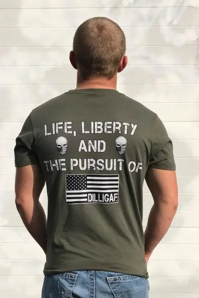 Men's organic cotton crew - neck t - shirts for everyday comfortLife Liberty and Pursuit of Dilligaf Tee