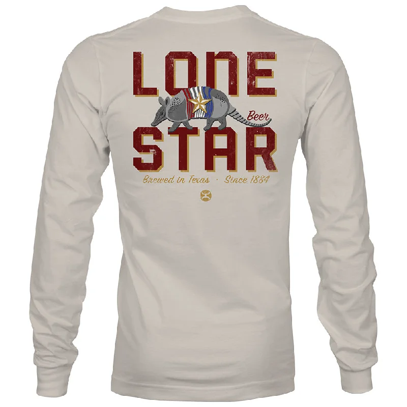 Men's thermal t - shirts with a high - neck design for cold weather"Lone Star" Long Sleeve T-shirt Cream w/Red Logo Men's thermal t - shirts with a high - neck design for cold weather"Lone Star" Long Sleeve T-shirt Cream w/Red Logo