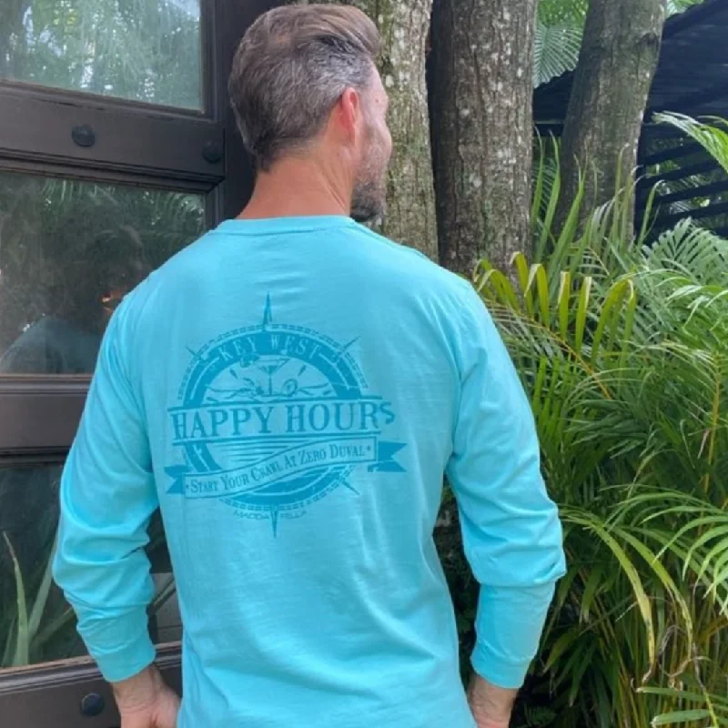 Men's plus - size pocket t - shirts with a classic lookLong Sleeve Graphic Tee - Happy Hour