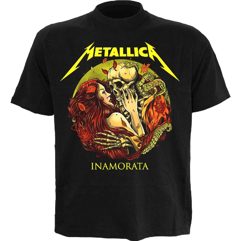 Men's moisture - wicking athletic t - shirts for intense workoutsMETALLICA - INAMORATA  - Front Print T-Shirt Black