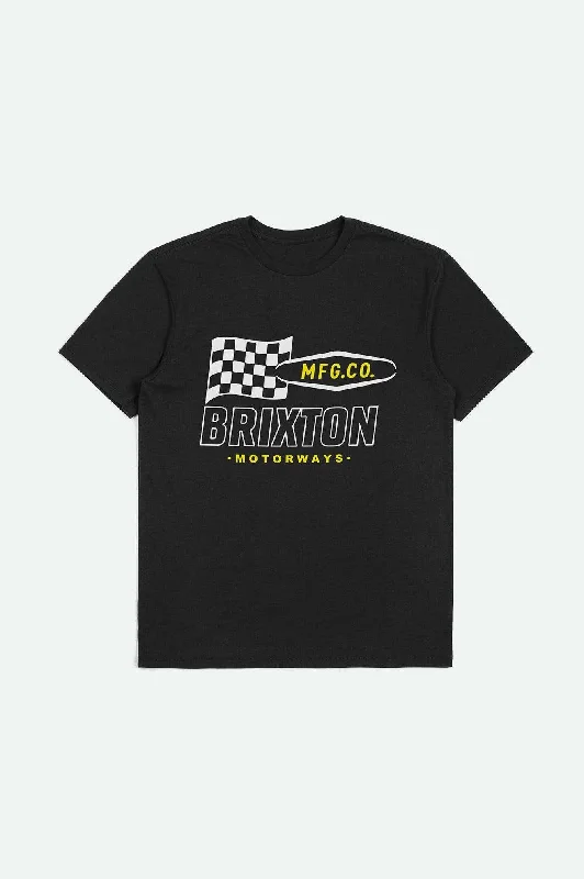 Men's smart - casual checkered t - shirts for semi - formal occasionsMotorway Heavyweight Relaxed T-Shirt - Black Classic Wash