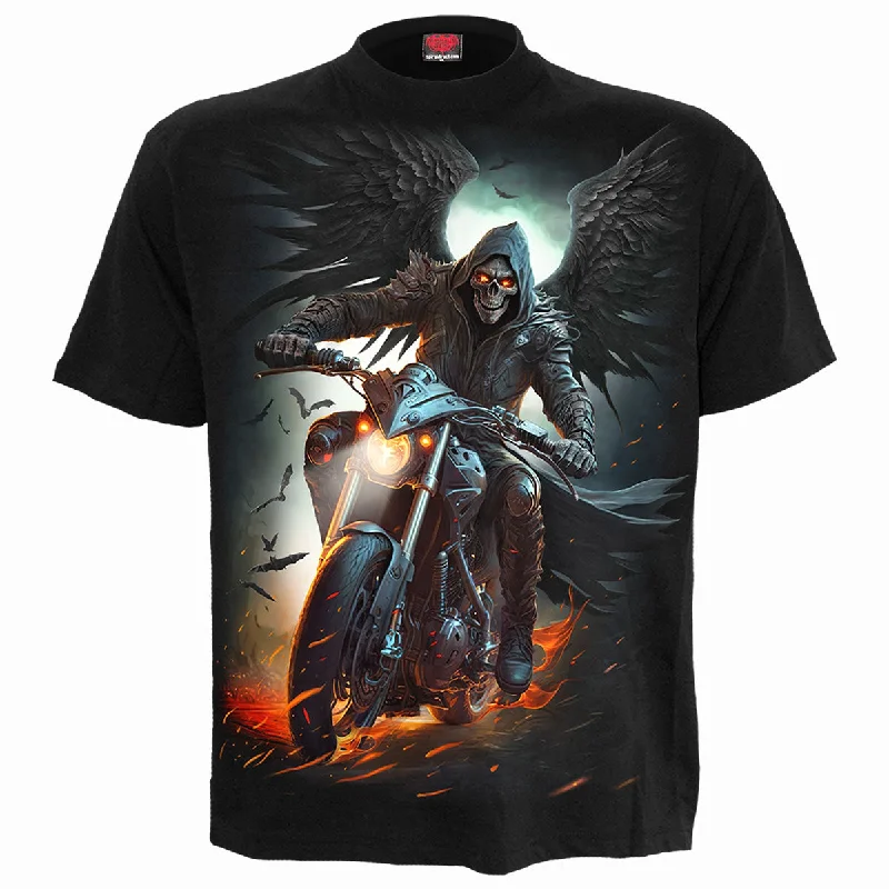 Men's short - sleeve linen t - shirts for summer beach outingsNIGHT RIDER - T-Shirt Black Men's short - sleeve linen t - shirts for summer beach outingsNIGHT RIDER - T-Shirt Black