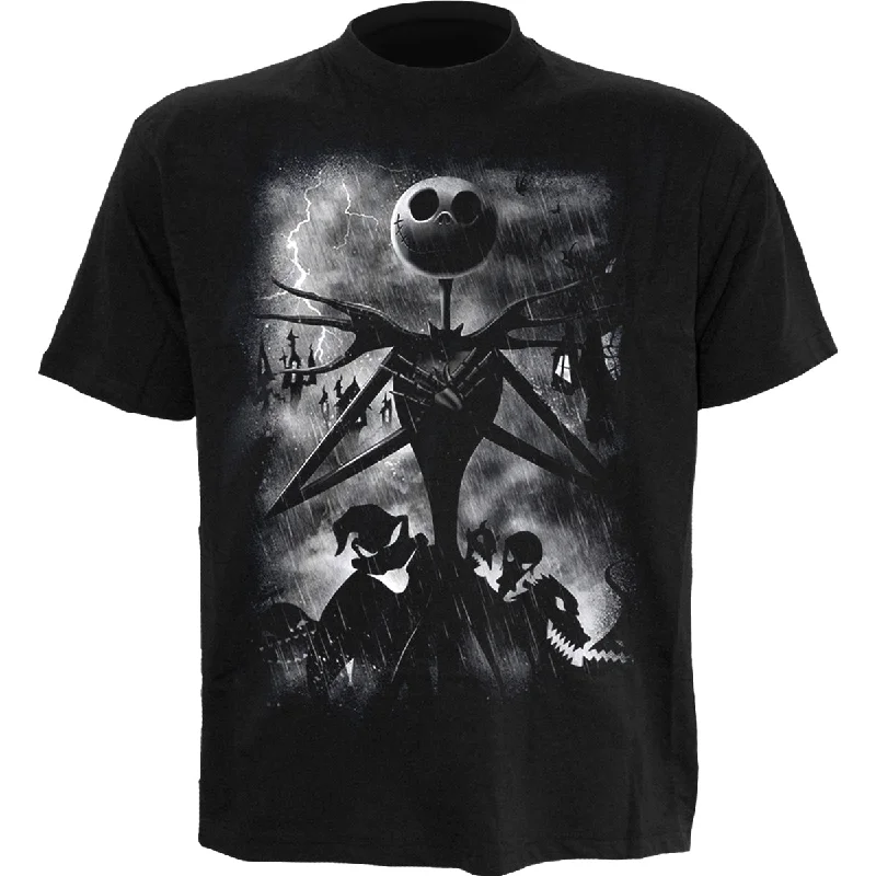 Men's smart - casual checkered t - shirts for semi - formal occasionsNIGHTMARE BEFORE CHRISTMAS - STORMY SKIES - Front Print T-Shirt Black Men's smart - casual checkered t - shirts for semi - formal occasionsNIGHTMARE BEFORE CHRISTMAS - STORMY SKIES - Front Print T-Shirt Black