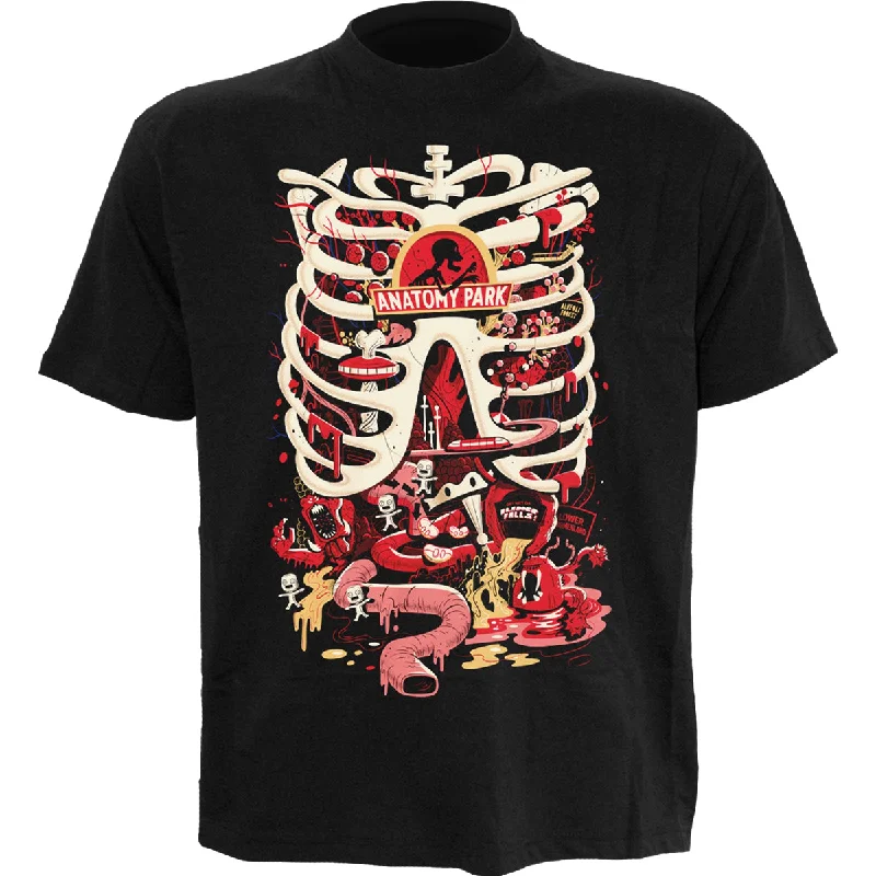 Men's ribbed t - shirts with a textured finish for added styleRICK AND MORTY - ANATOMY PARK   - Front Print T-Shirt Black
