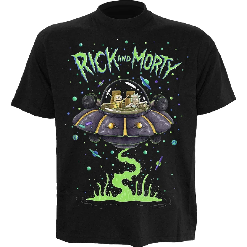 Men's lightweight performance t - shirts for running marathonsRICK AND MORTY - SPACE CRUISER   - Front Print T-Shirt Black