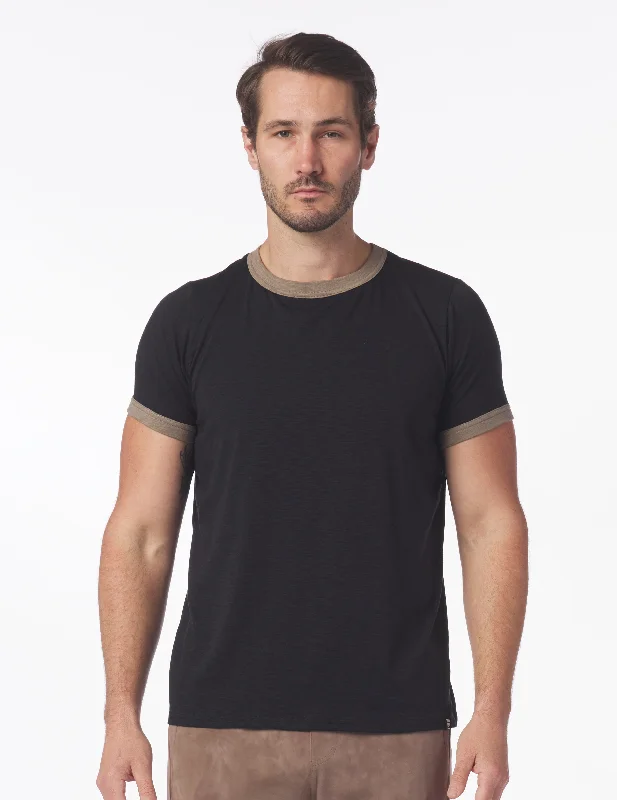 Men's smart - casual checkered t - shirts for semi - formal occasionsRinger Tee: Black Men's smart - casual checkered t - shirts for semi - formal occasionsRinger Tee: Black