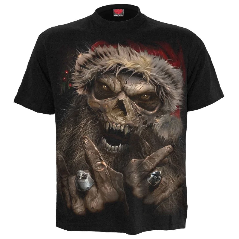 Men's tie - dye t - shirts with a bohemian styleROCK SANTA - T-Shirt Black