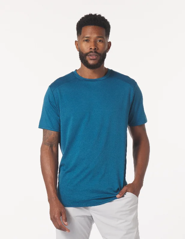 Men's long - sleeve henley t - shirts with button - down placketsSalton Short Sleeve: Moroccan Blue Heather Men's long - sleeve henley t - shirts with button - down placketsSalton Short Sleeve: Moroccan Blue Heather