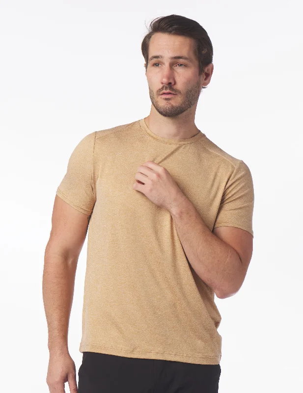 Men's thermal t - shirts with a high - neck design for cold weatherSalton Short Sleeve: Ochre Heather