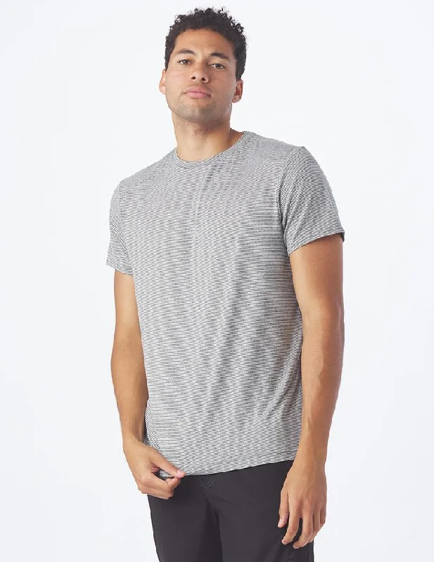 Men's ribbed t - shirts with a textured finish for added styleSalton Short Sleeve: Charcoal Heather and White Stripe