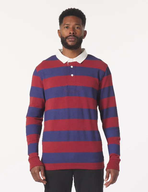 Men's smart - casual checkered t - shirts for semi - formal occasionsScrum Rugby Polo: Brick Red/Moroccan Blue Men's smart - casual checkered t - shirts for semi - formal occasionsScrum Rugby Polo: Brick Red/Moroccan Blue