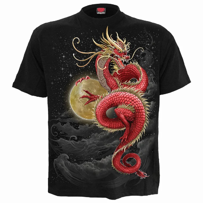 Men's organic cotton crew - neck t - shirts for everyday comfortSHENLONG - Front Print T-Shirt Black Men's organic cotton crew - neck t - shirts for everyday comfortSHENLONG - Front Print T-Shirt Black