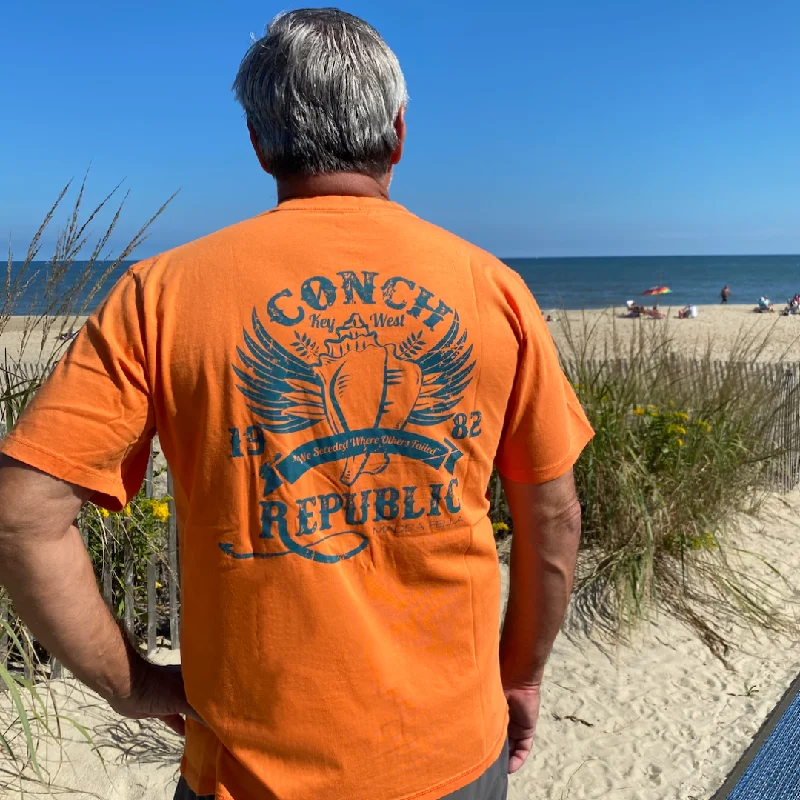Men's button - front t - shirts with a unique artistic printShort Sleeve Graphic Tee - Conch Republic