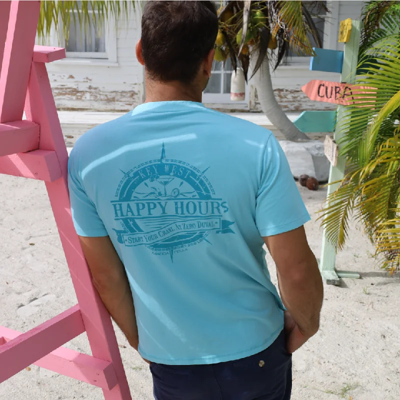 Men's distressed denim - look t - shirts with a rugged appealShort Sleeve Graphic Tee - Happy Hour