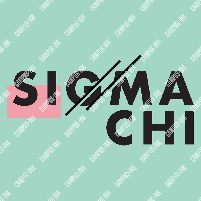 Men's distressed denim - look t - shirts with a rugged appealSigma Chi 80's Pink Geometric Design