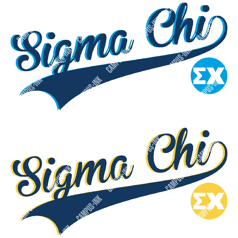 Men's plus - size pocket t - shirts with a classic lookSigma Chi Baseball Script Logo Design