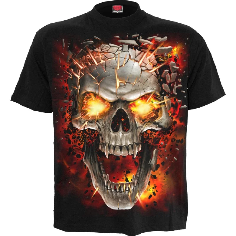 Men's short - sleeve linen t - shirts for summer beach outingsSKULL BLAST - T-Shirt Black