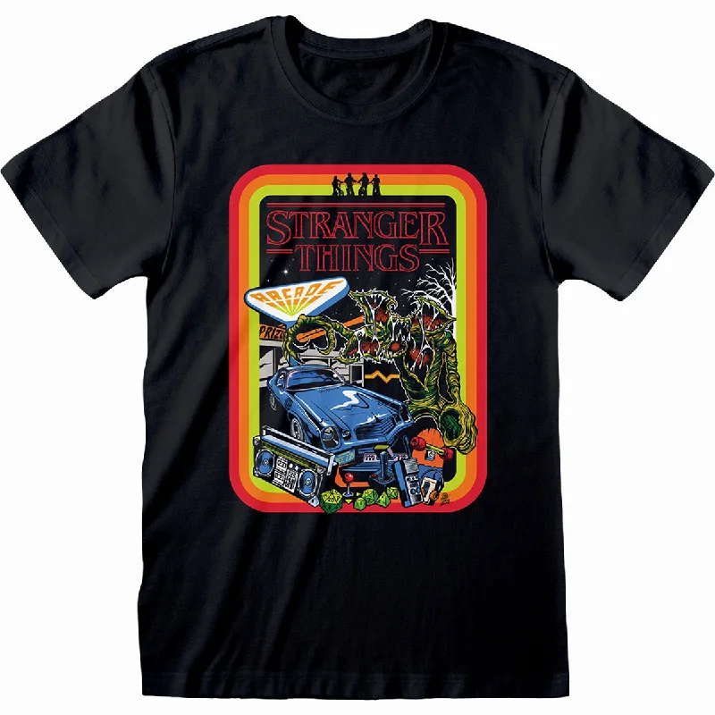 Men's eco - friendly recycled t - shirts for sustainable fashion choicesSTRANGER THINGS - RETRO POSTER - T-Shirt Black