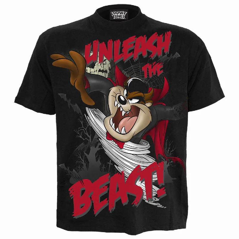 Men's moisture - wicking athletic t - shirts for intense workoutsTAZ - UNLEASH THE BEAST - Front Print T-Shirt Black