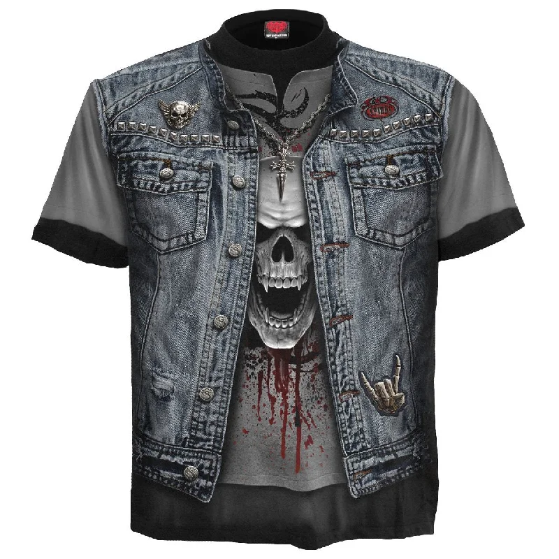 Men's mock - neck t - shirts with a modern and sleek styleTHRASH METAL - Allover T-Shirt Black