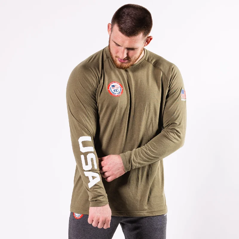 Men's moisture - wicking athletic t - shirts for intense workoutsUSA 2024 Long Sleeve Tee Men's moisture - wicking athletic t - shirts for intense workoutsUSA 2024 Long Sleeve Tee