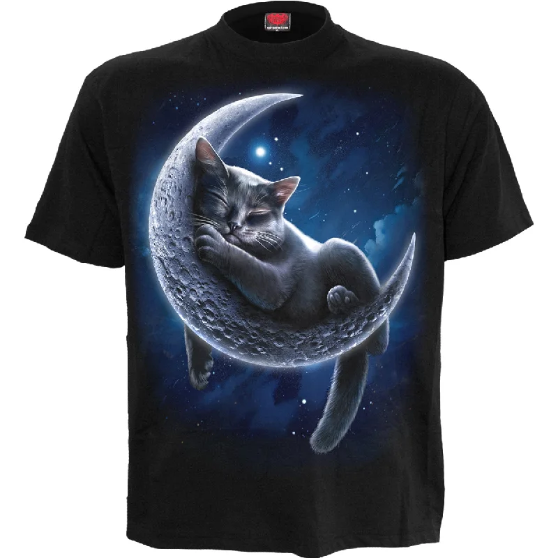 Men's lightweight performance t - shirts for running marathonsVELVET MOON - Front Print T-Shirt Black Men's lightweight performance t - shirts for running marathonsVELVET MOON - Front Print T-Shirt Black