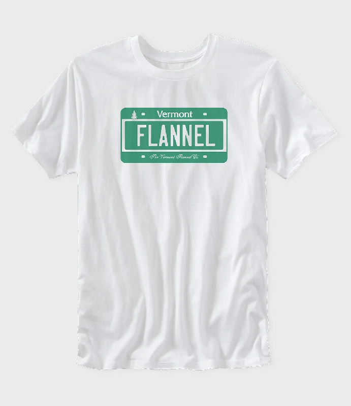 Men's tie - dye t - shirts with a bohemian styleVermont Flannel License Plate Graphic T-Shirt - White Men's tie - dye t - shirts with a bohemian styleVermont Flannel License Plate Graphic T-Shirt - White