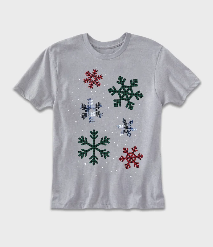 Men's slim - fit graphic t - shirts with vintage rock band printsYouth Flannel Snowflakes Graphic T-Shirt Men's slim - fit graphic t - shirts with vintage rock band printsYouth Flannel Snowflakes Graphic T-Shirt